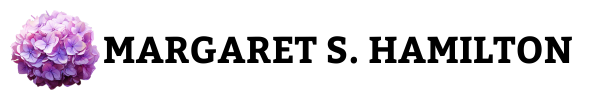 Margaret S Hamilton Text Logo with Purple Hydrangea next to it.
